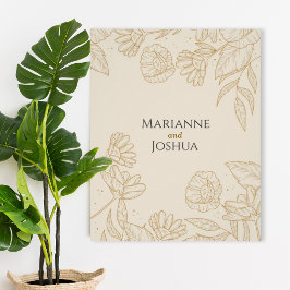 Elegant Neutral Floral Wedding Poster ポスター