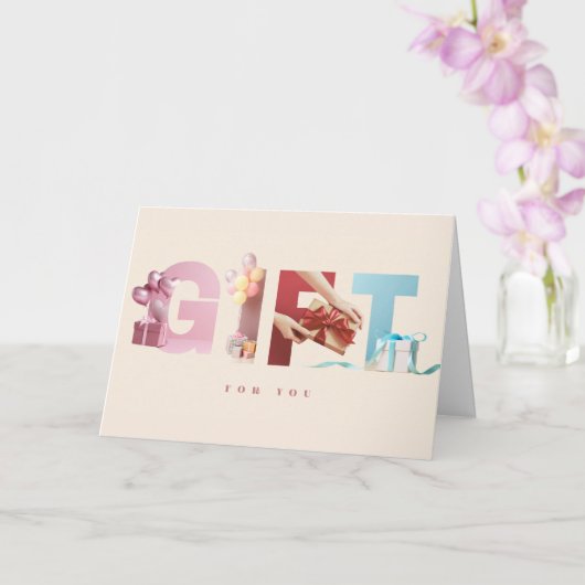 Elegant Neutral GIFT Birthday Photo Typography カード (蘭)