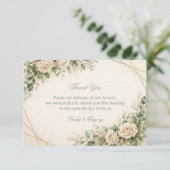 Elegant Neutral Greenery Floral サンキューカード (スタンド正面)