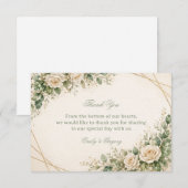 Elegant Neutral Greenery Floral サンキューカード (正面/裏面)