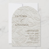 Elegant Neutral Leaves Pattern Wedding  招待状 (正面)