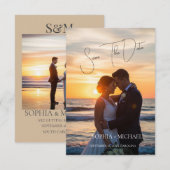 Elegant Neutral Magnolia Floral Wedding セーブザデート (正面/裏面)