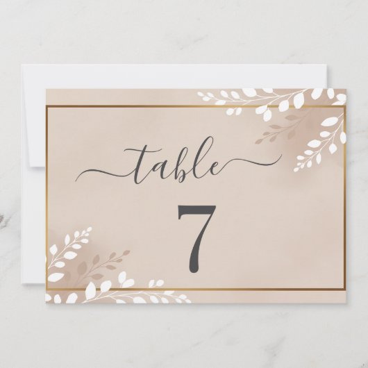 Elegant Neutral Magnolia Wedding Table Number (正面)