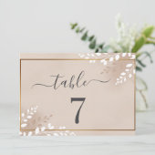 Elegant Neutral Magnolia Wedding Table Number (スタンド正面)