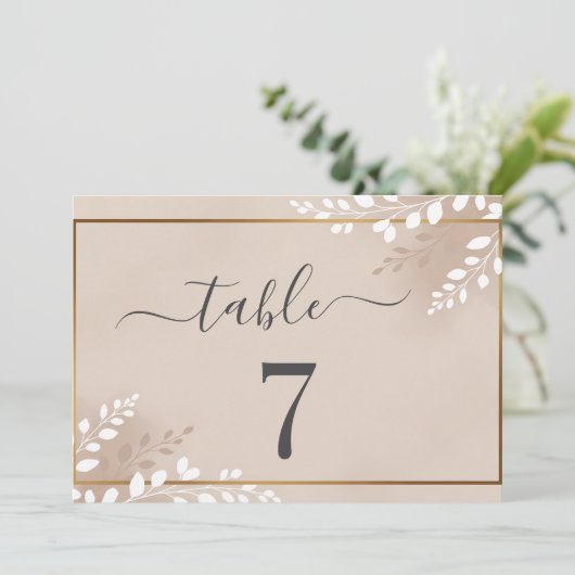 Elegant Neutral Magnolia Wedding Table Number (スタンド正面)