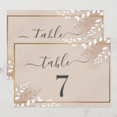 Elegant Neutral Magnolia Wedding Table Number (正面/裏面)