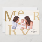 Elegant Neutral “Merry” Modern Photo シーズンカード (正面)