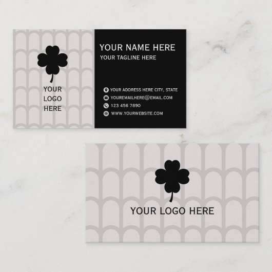 Elegant Neutral Pattern Business Card 名刺 (正面/裏面)