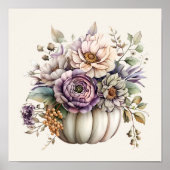 Elegant Neutral Pumpkin Floral Fall Cottage  ポスター (正面)