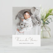 Elegant Neutral Ribbon Bow Baby Shower Photo サンキューカード (スタンド正面)