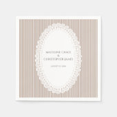 Elegant Neutral Stripe Lace Doily Wedding スタンダードカクテルナプキン (正面)