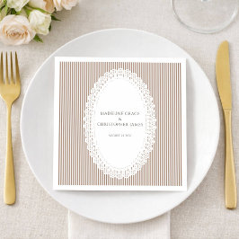 Elegant Neutral Stripe Lace Doily Wedding スタンダードカクテルナプキン