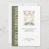 Elegant Neutral Tones Minimalist Window Christmas シーズンカード (正面)