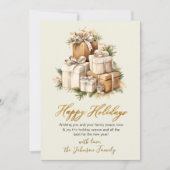 Elegant Neutral Watercolor Christmas Presents シーズンカード (正面)