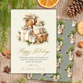 Elegant Neutral Watercolor Christmas Presents シーズンカード