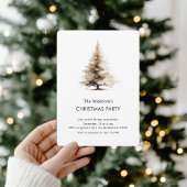Elegant Neutral Watercolor Christmas Tree Party 招待状