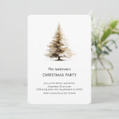 Elegant Neutral Watercolor Christmas Tree Party 招待状 (スタンド正面)
