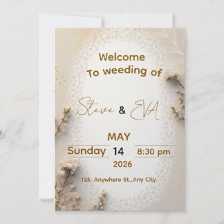 Elegant Neutral Wedding Invitation in Brown & Beig 招待状