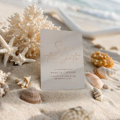 Elegant Neutral Wedding Save The Date Script 箔招待状