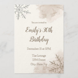 Elegant Neutral Winter 30th Birthday Invitation 招待状