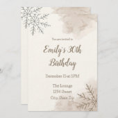 Elegant Neutral Winter 30th Birthday Invitation 招待状 (正面/裏面)