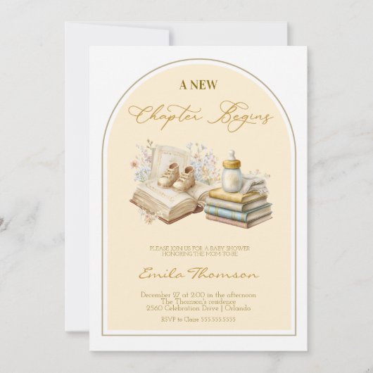 Elegant New Chapter Begins Baby shower  招待状 (正面)