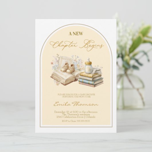 Elegant New Chapter Begins Baby shower 招待状 (スタンド正面)