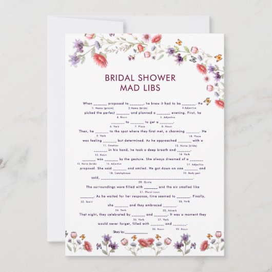 Elegant New Chapter Begins Bridal Shower Mad Libs (正面)
