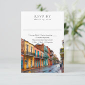 Elegant New Orleans Watercolor Wedding 出欠カード (スタンド正面)