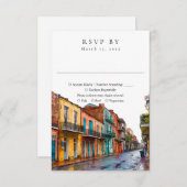 Elegant New Orleans Watercolor Wedding 出欠カード (正面/裏面)