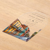 Elegant New Orleans Watercolor Wedding Arch アクリル招待状 (レイダウン)