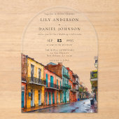 Elegant New Orleans Watercolor Wedding Arch アクリル招待状 (正面)
