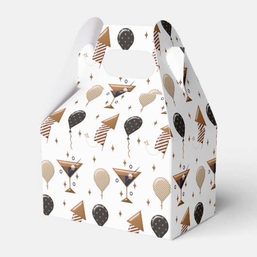 Elegant New Year Celebration Party Pattern フェイバーボックス (正面サイド)