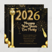 Elegant New Year Eve Party Invitation Card シーズンカード (正面/裏面)