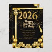 Elegant New Year Eve Party Invitation Card ポストカード (正面/裏面)