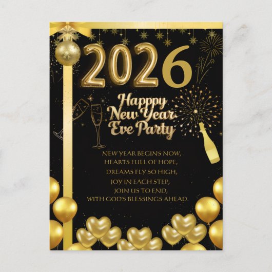 Elegant New Year Eve Party Invitation Card ポストカード (正面)
