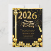Elegant New Year Eve Party Invitation Card 出欠カード (正面)
