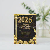 Elegant New Year Eve Party Invitation Card 出欠カード (スタンド正面)