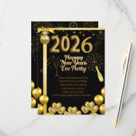 Elegant New Year Eve Party Invitation Card 出欠カード