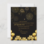 Elegant New Year Eve Party Invitation Card 出欠カード (裏面)