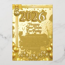 Elegant New Year Eve Party Invitation Foil Card 箔招待状
