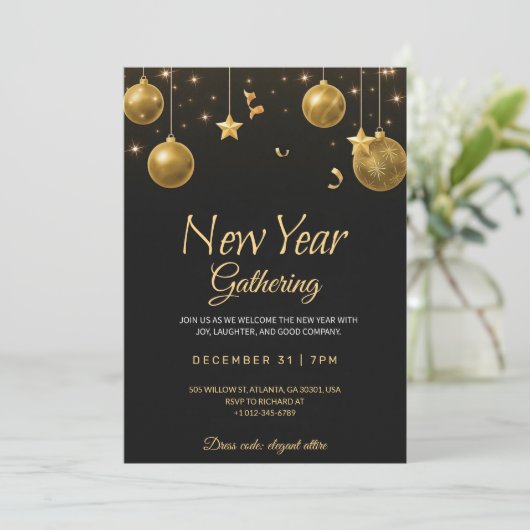 Elegant new year gathering party Invitation 招待状 (スタンド正面)