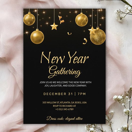 Elegant new year gathering party Invitation 招待状