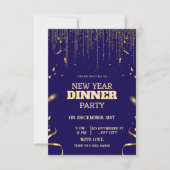 Elegant New Year's Eve Dinner Party Invitation 招待状 (正面)