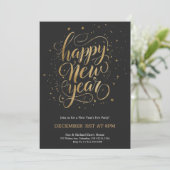Elegant New Year's Eve invitation with gold script 招待状 (スタンド正面)