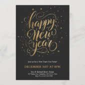 Elegant New Year's Eve invitation with gold script 招待状 (正面)