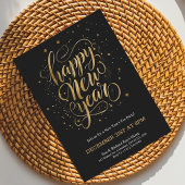 Elegant New Year's Eve invitation with gold script 招待状