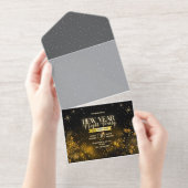 Elegant New Year's Eve Party Invitation with Gold オールインワン招待状 (切り取り部)