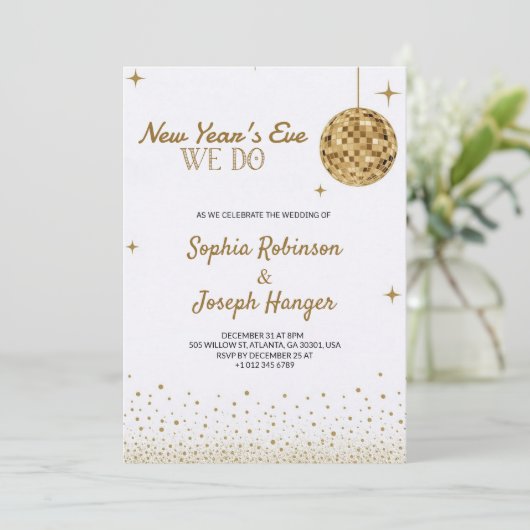 Elegant New Year's Eve wedding invitation 招待状 (スタンド正面)