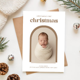 Elegant Newborn Baby's First Christmas Arch Photo シーズンカード